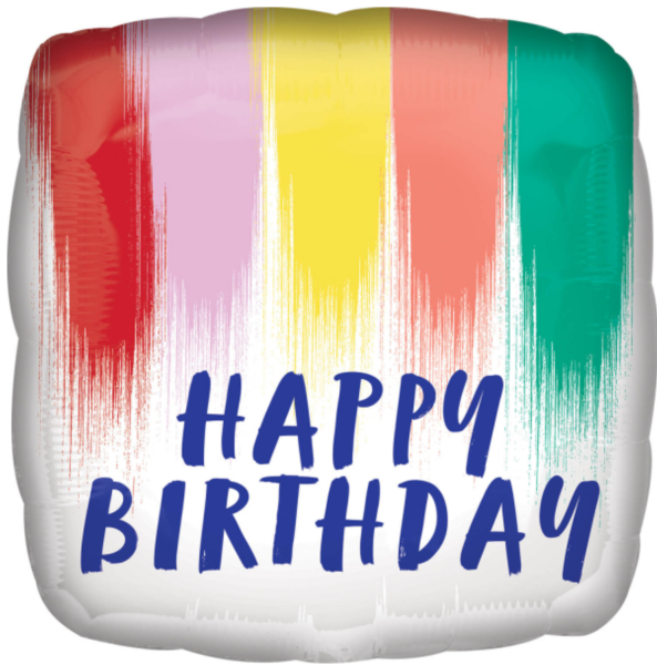 Folienballon - Happy Birthday bunt Streifen - ø 43cm